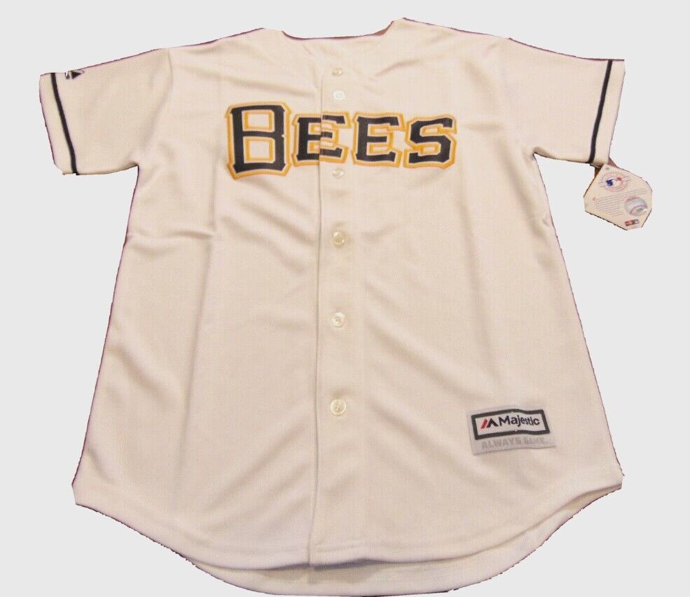 Men's Salt Lake Bees Blank Cream Stitched Baseball Jersey